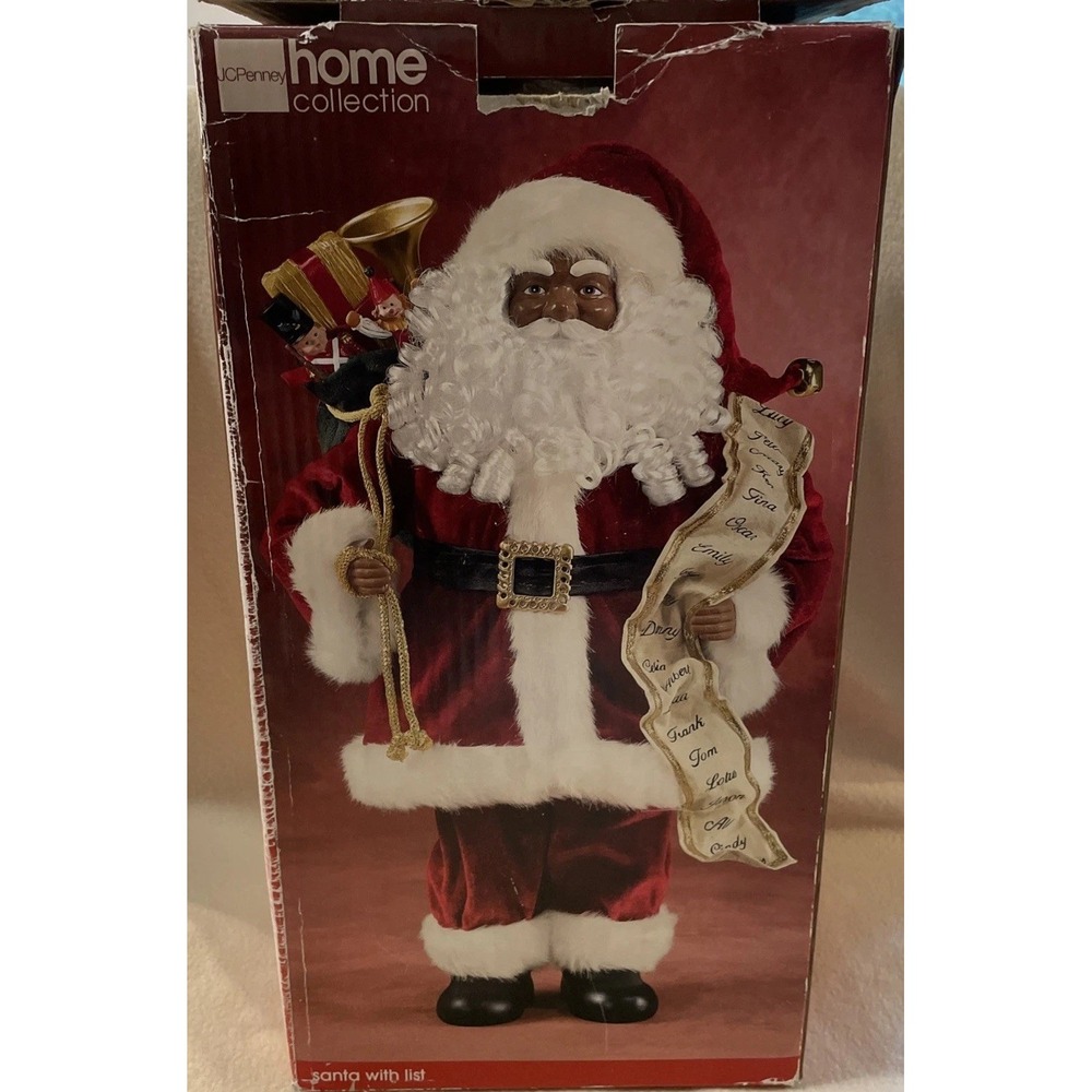African American Santa With List JC Penney Home Collection Christmas St Nick 19"